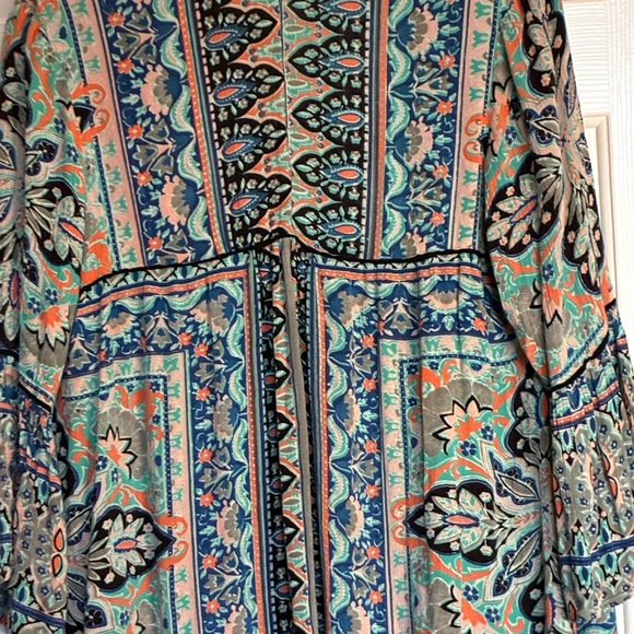 Vibrant Blue and Orange Women's Kimono - Picture 7 of 11